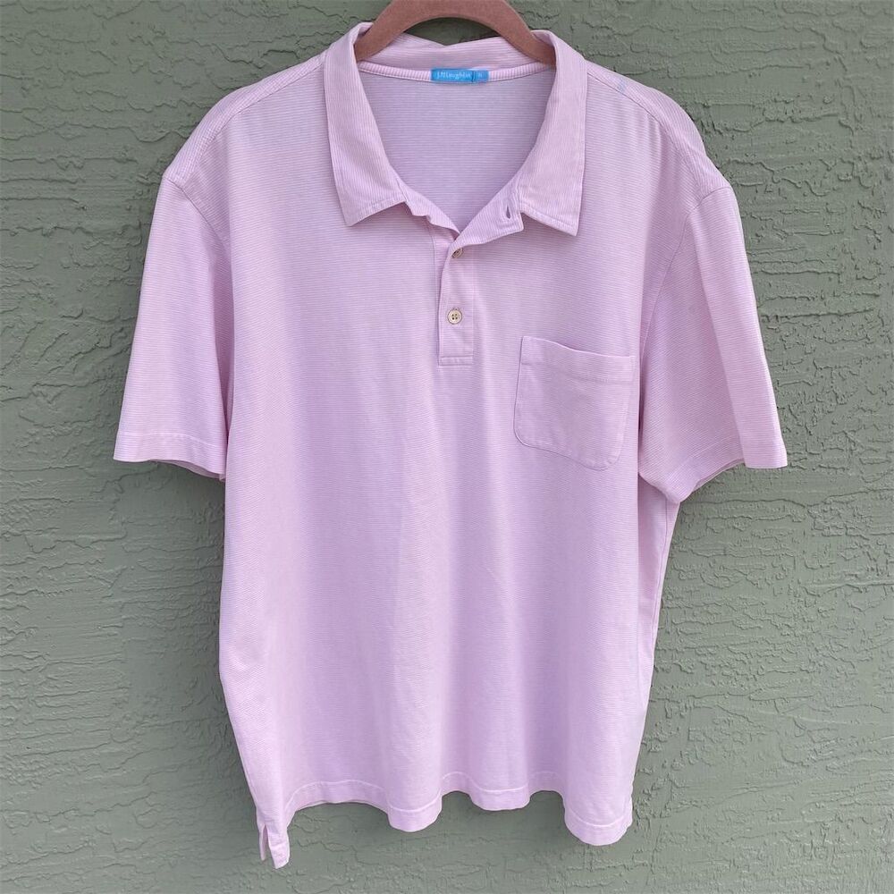 J.McLaughlin Men's XL Light Pink Polo Shirt Short Sleeve Classic Collar